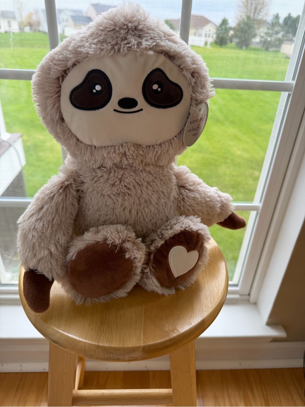 Heatable Plush Sloth Stuffed Animal - Neutral Brown & Cream